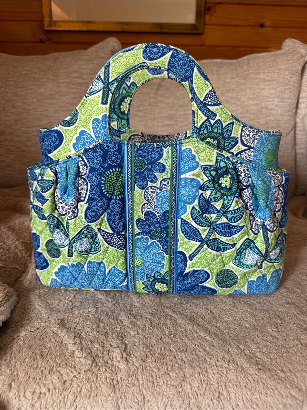Vera Bradley Quilted Floral Tote in Blue & Green
